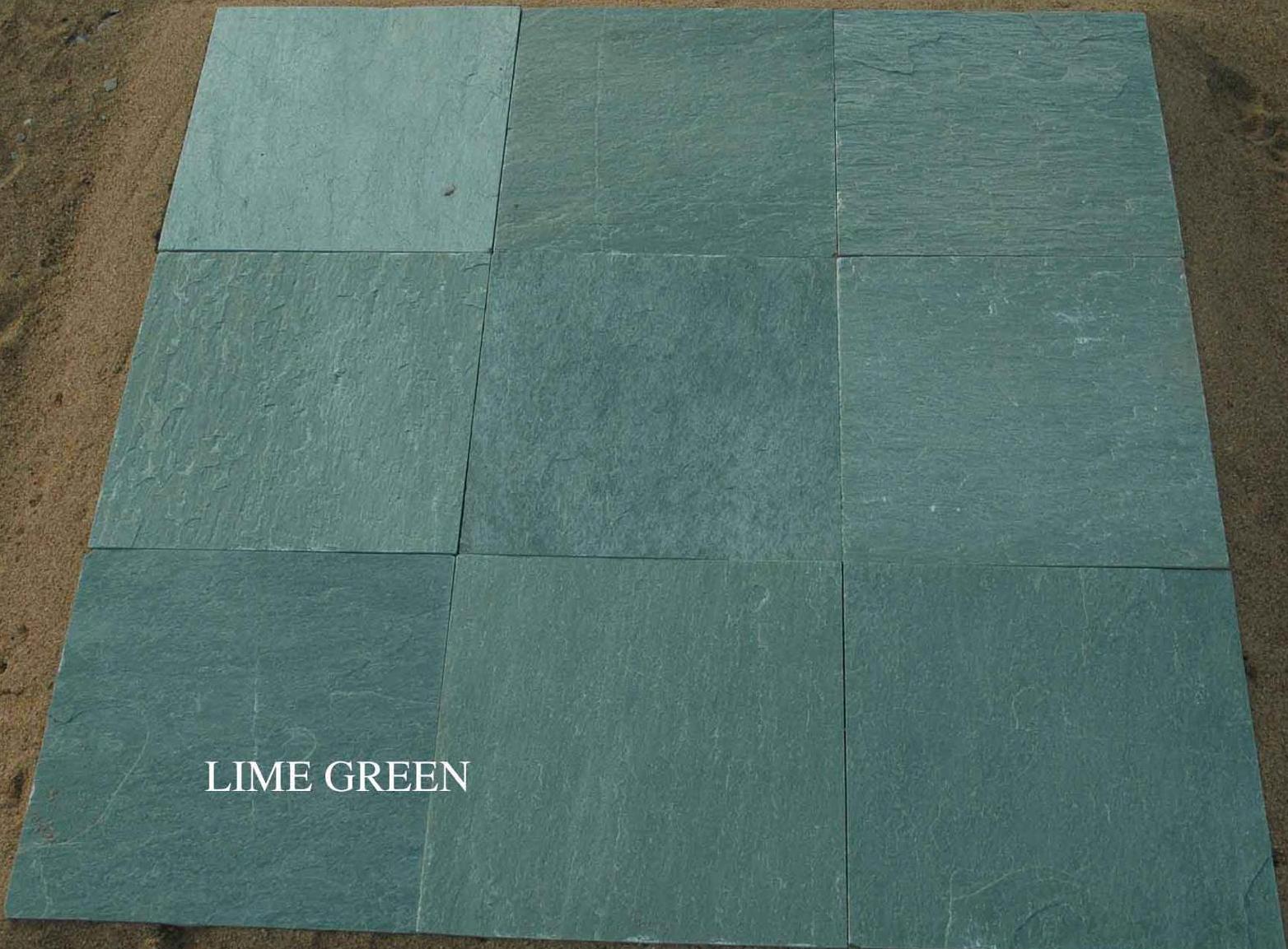 Indian Natural Green Limestone split honed polished tiles paving
